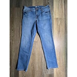 Old Navy Power Slim Straight Jeans Women 10 Long Blue Excellent Stretch Denim